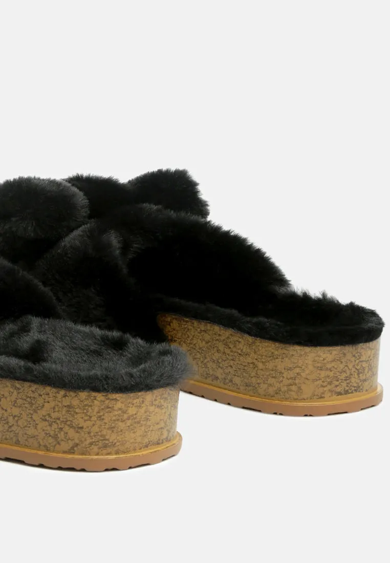 Fuzz Bow Fur Flats By Ruw