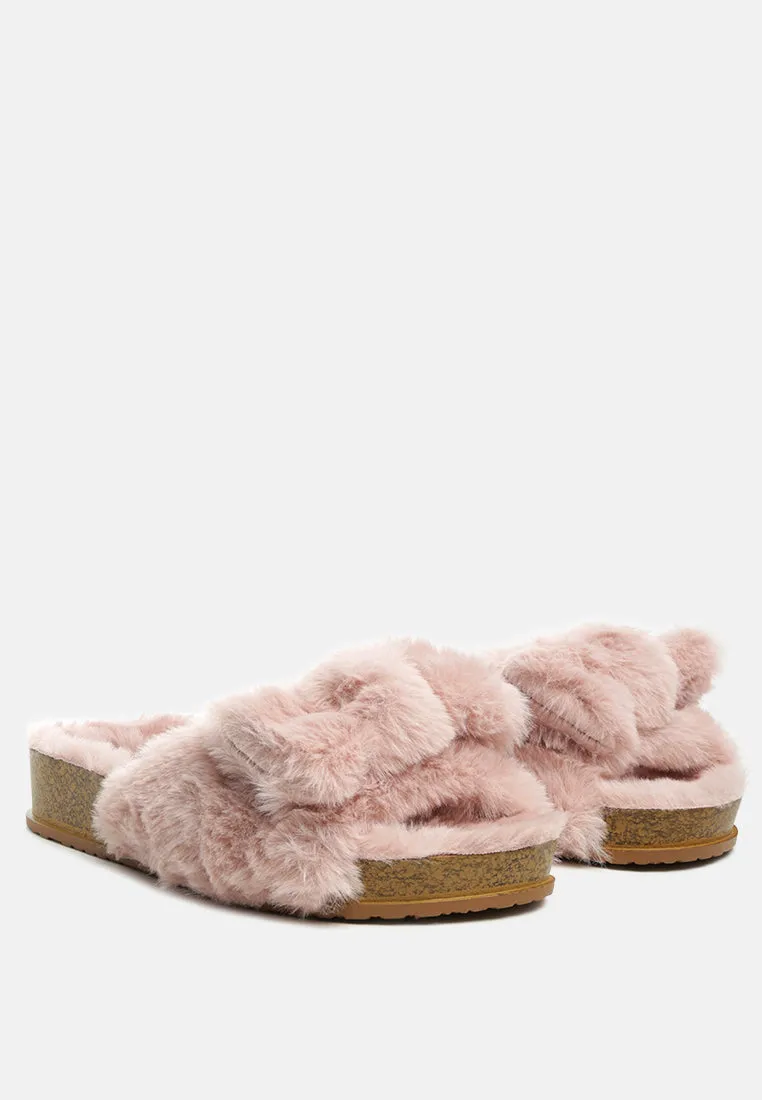 Fuzz Bow Fur Flats By Ruw