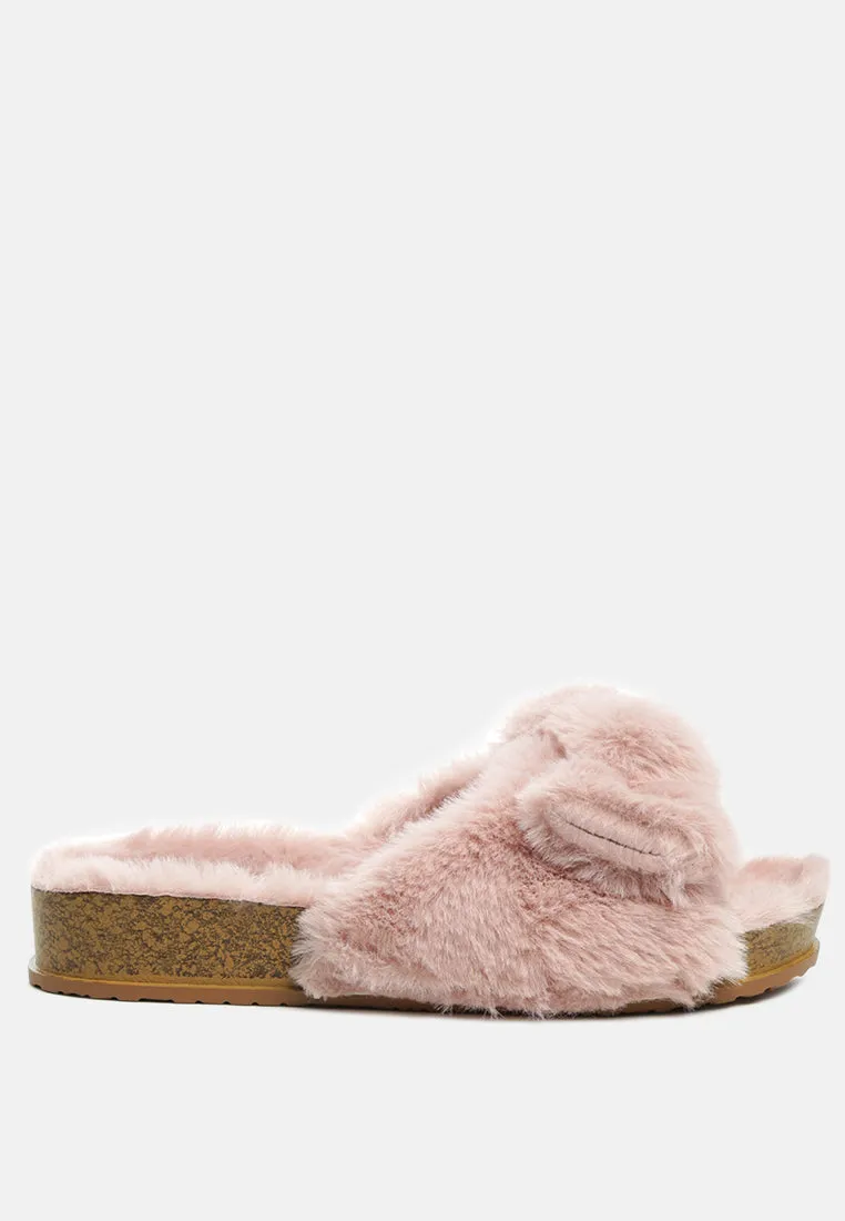 Fuzz Bow Fur Flats By Ruw