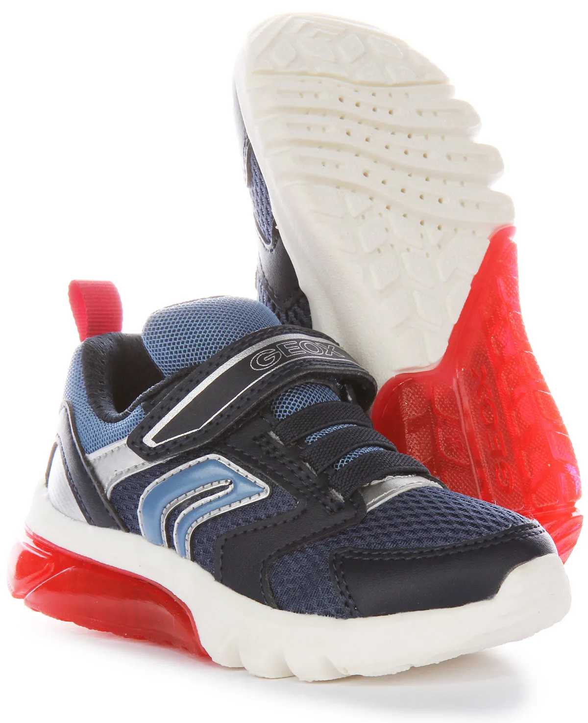 Geox J Ciberdrone C In Navy Red For Infants