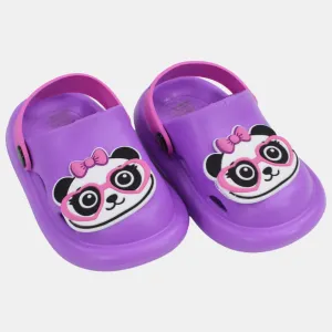 Girls Rubber Clogs – Purple with Cute Panda
