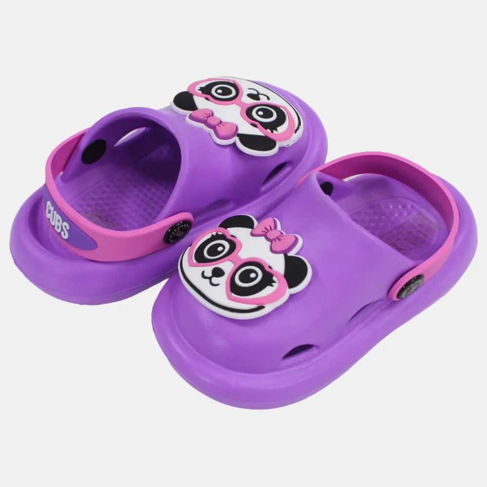 Girls Rubber Clogs – Purple with Cute Panda