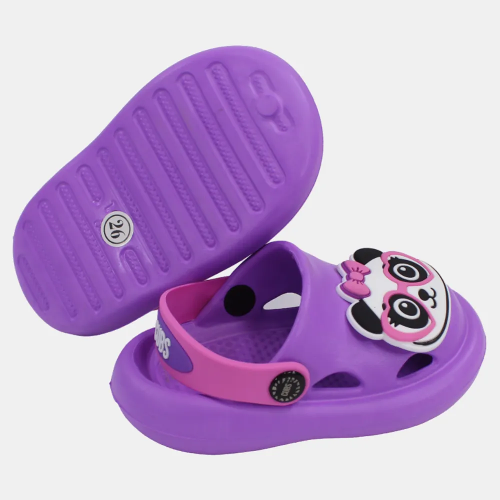 Girls Rubber Clogs – Purple with Cute Panda