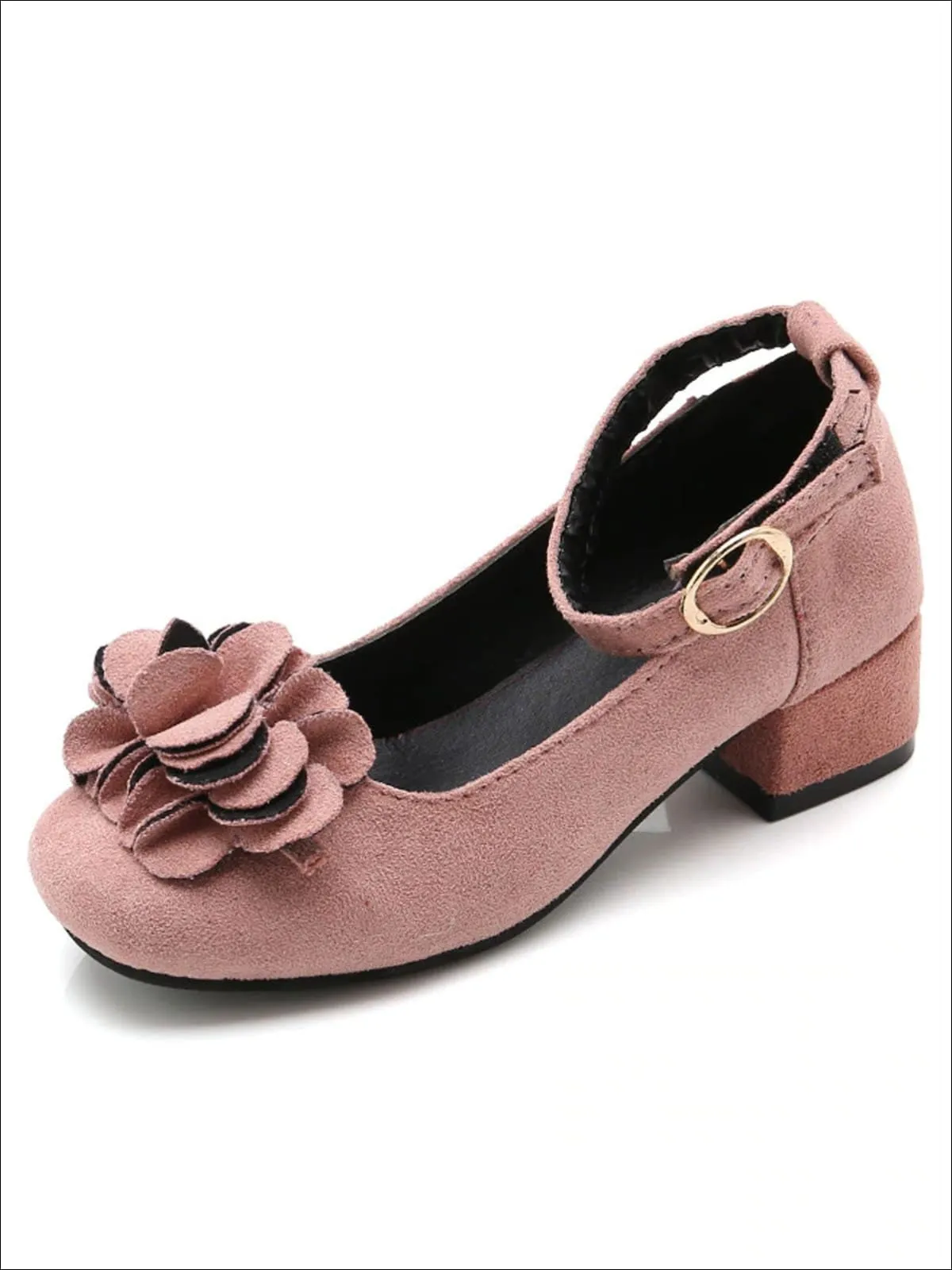 Girls Suede Flower Embellished Flats By Liv and Mia
