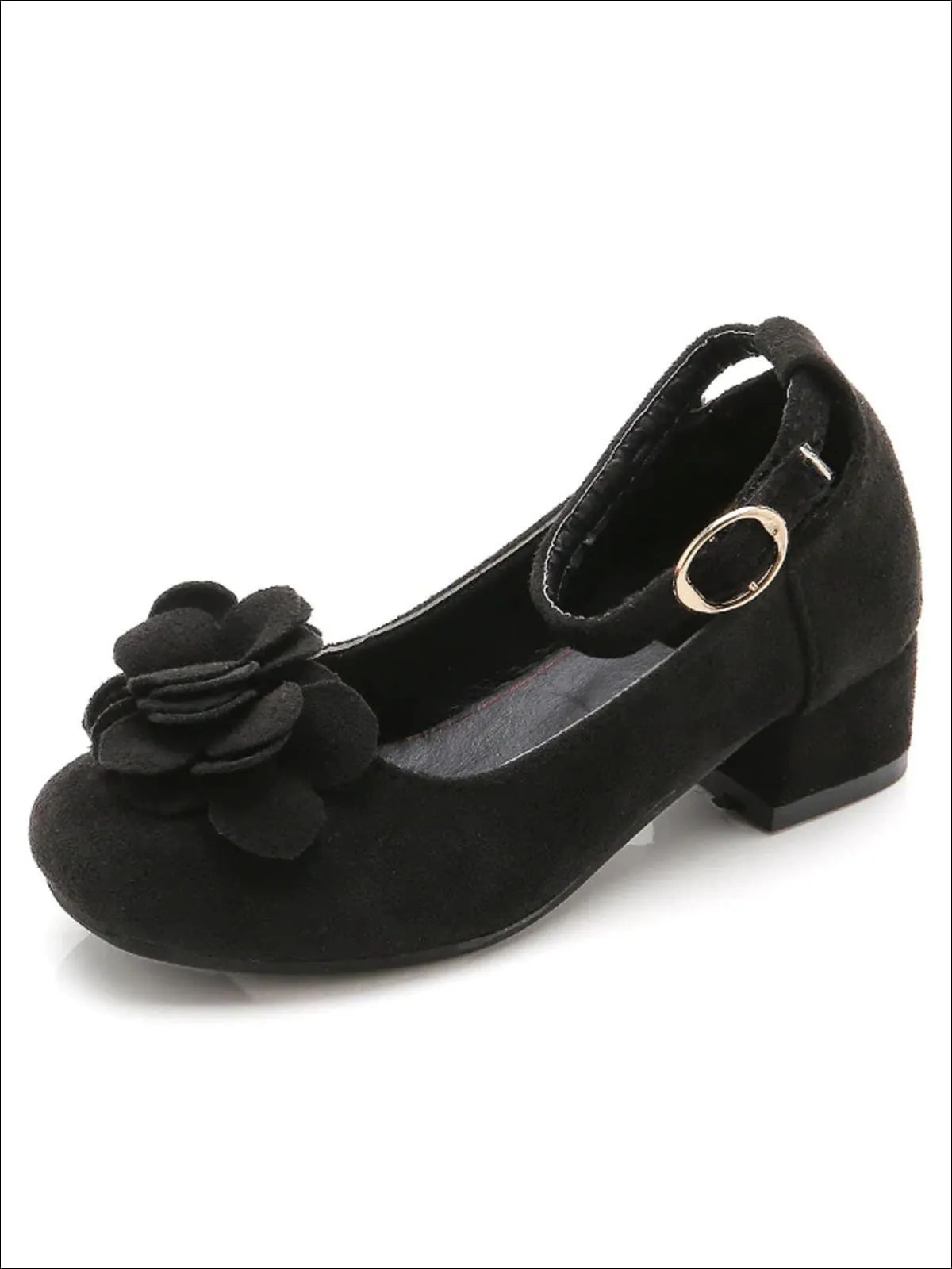Girls Suede Flower Embellished Flats By Liv and Mia