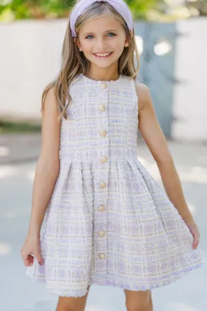 Girls: The Sady Lavender Plaid Boucle Dress