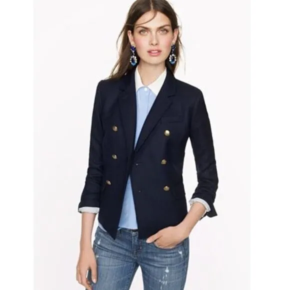J. Crew Schoolboy Blazer Wool Double Breasted ASO Kate Middleton Navy Blue 2