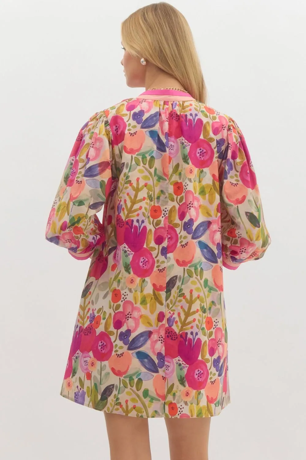Jolee Floral Print Bubble Sleeve Dress
