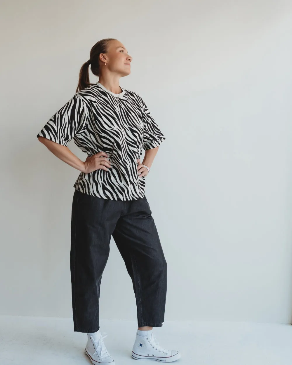 Kate Black Barrel Leg Trousers