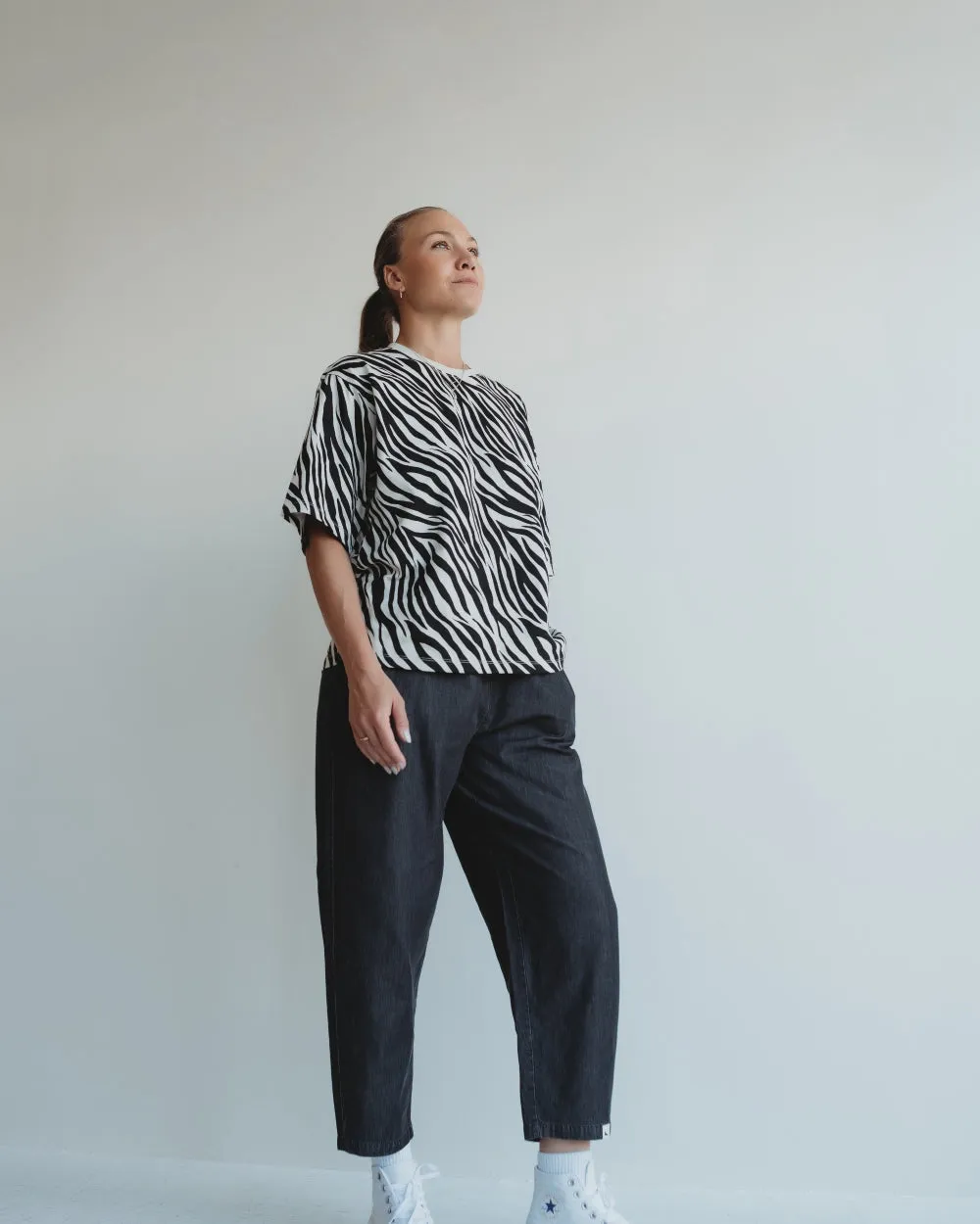 Kate Black Barrel Leg Trousers