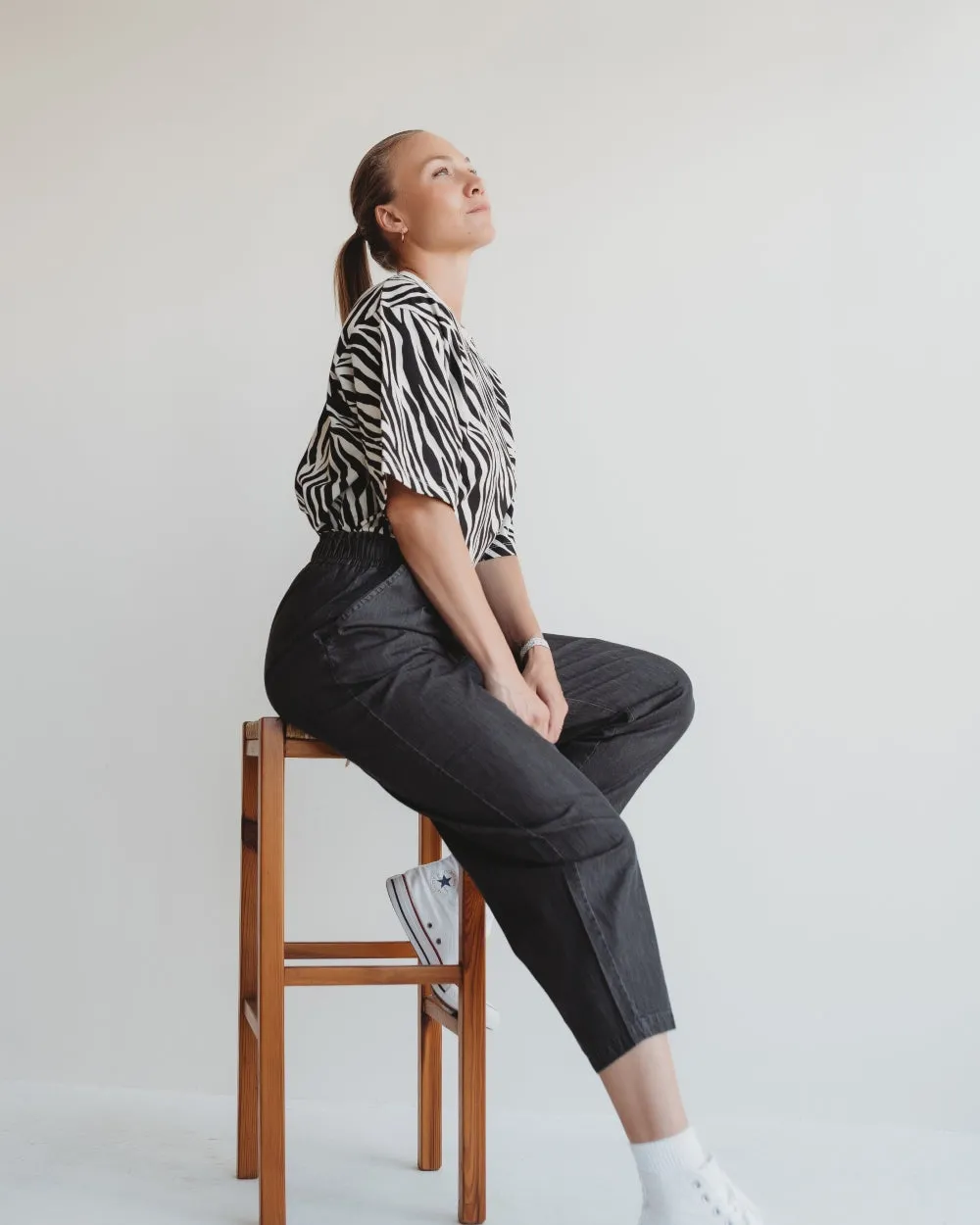 Kate Black Barrel Leg Trousers