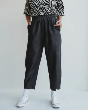 Kate Black Barrel Leg Trousers
