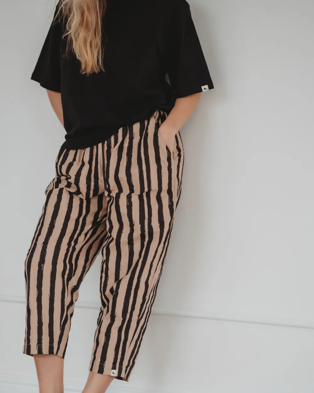 Kate Multicolour Painted Stripe Print Barrel Leg Trousers