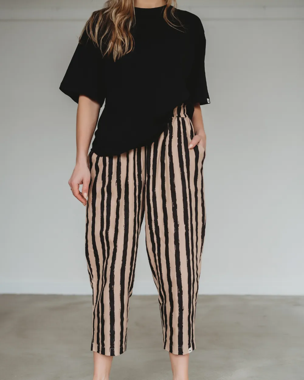 Kate Multicolour Painted Stripe Print Barrel Leg Trousers