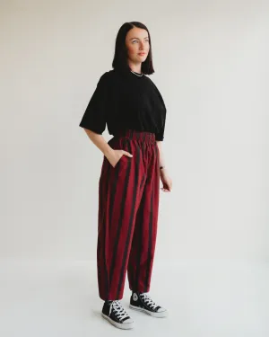 Kate Red Stripe Print Barrel Trousers