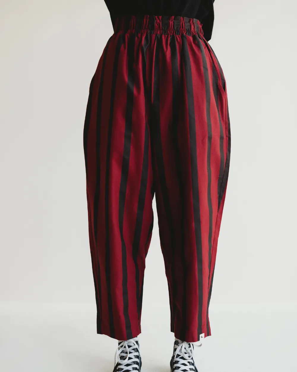 Kate Red Stripe Print Barrel Trousers