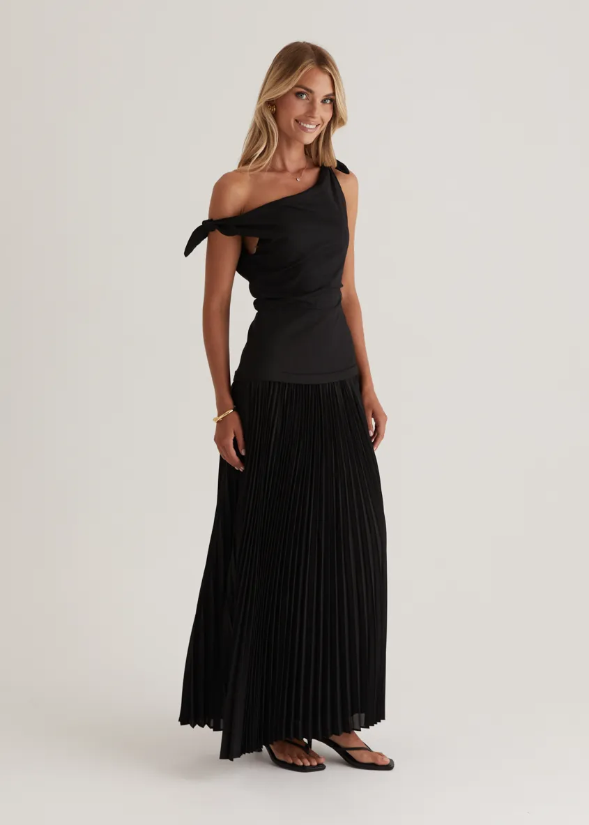 Keyla One Shoulder Maxi Dress - Black