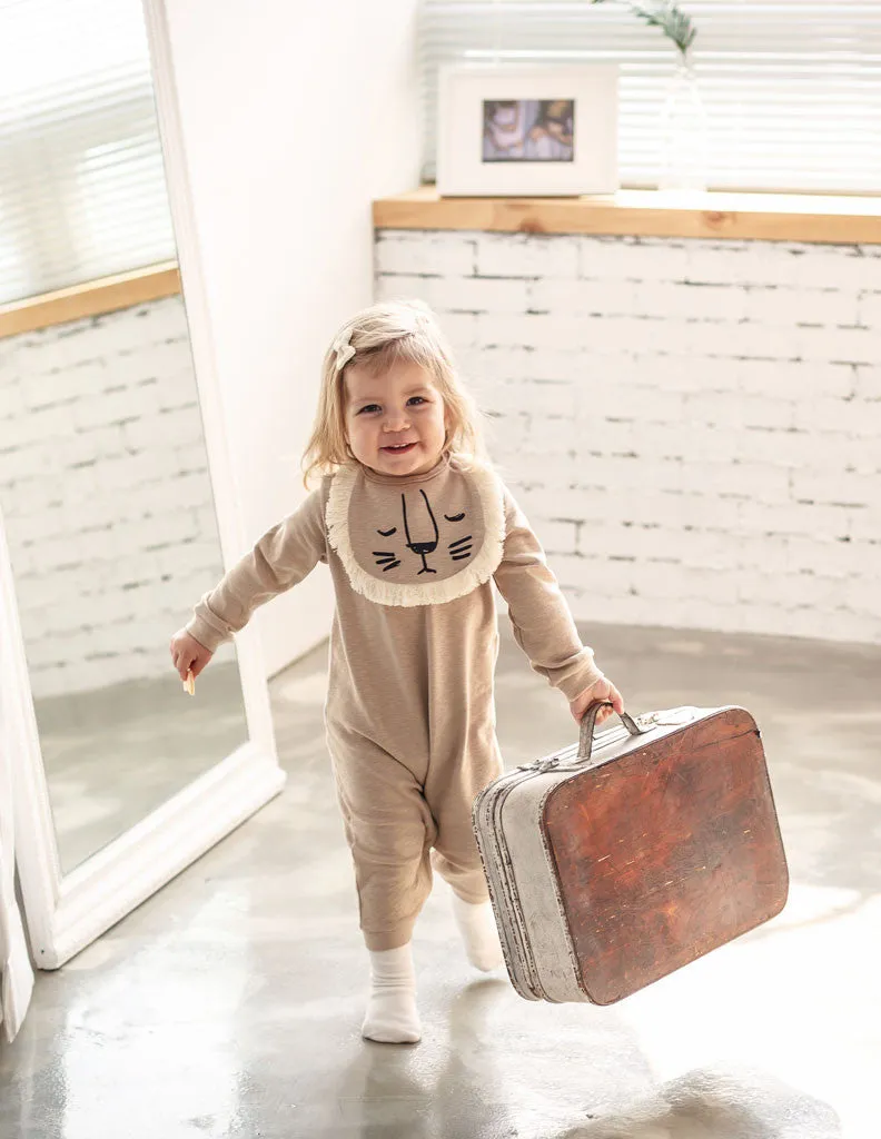 Lion Bib Jumpsuit Beige