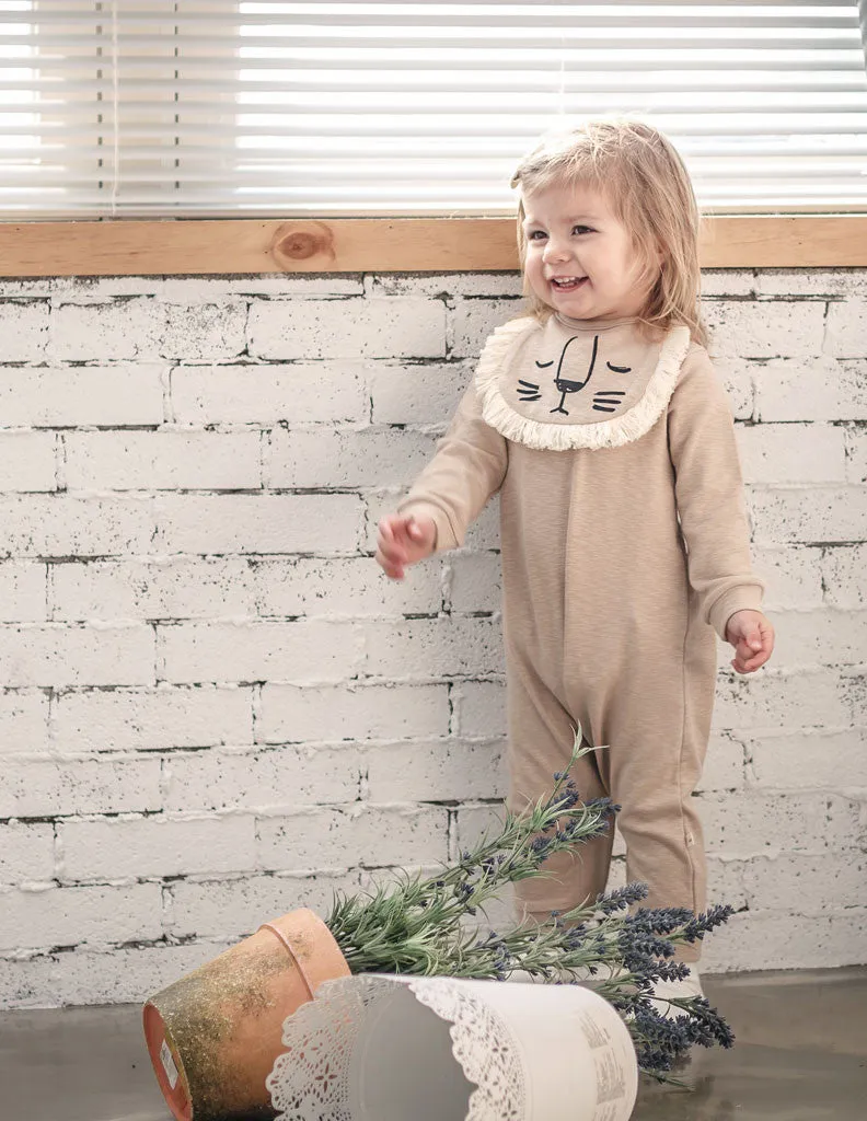 Lion Bib Jumpsuit Beige