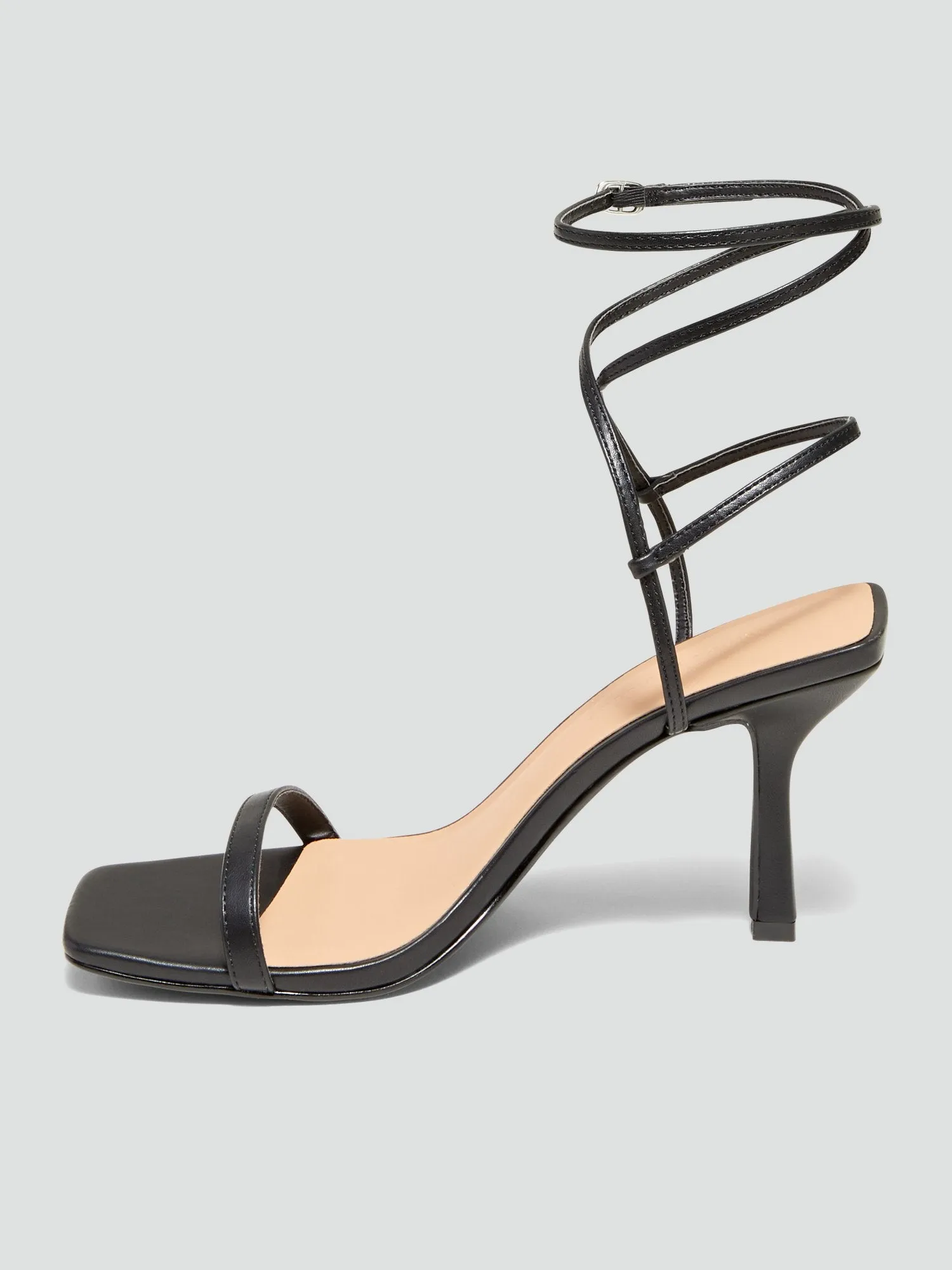 Lulu Strappy Open Toe Heels in Black