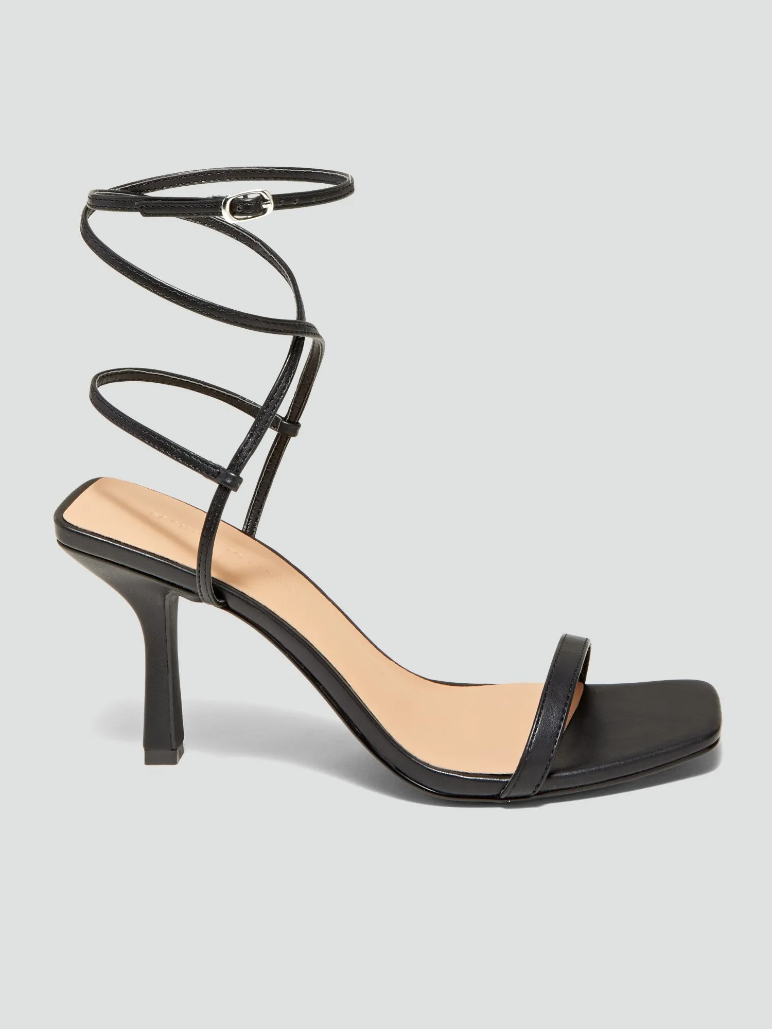 Lulu Strappy Open Toe Heels in Black
