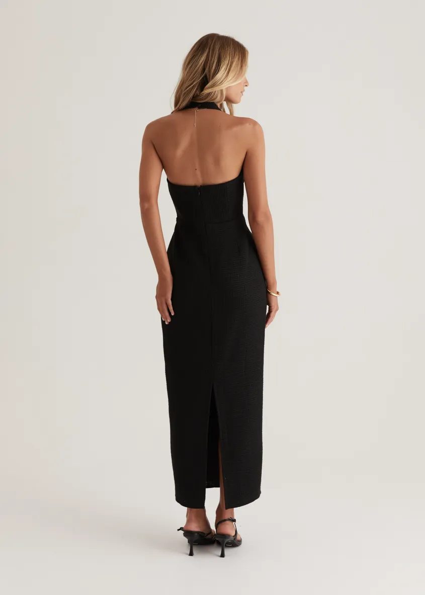 Marina Halter Midi Dress - Black