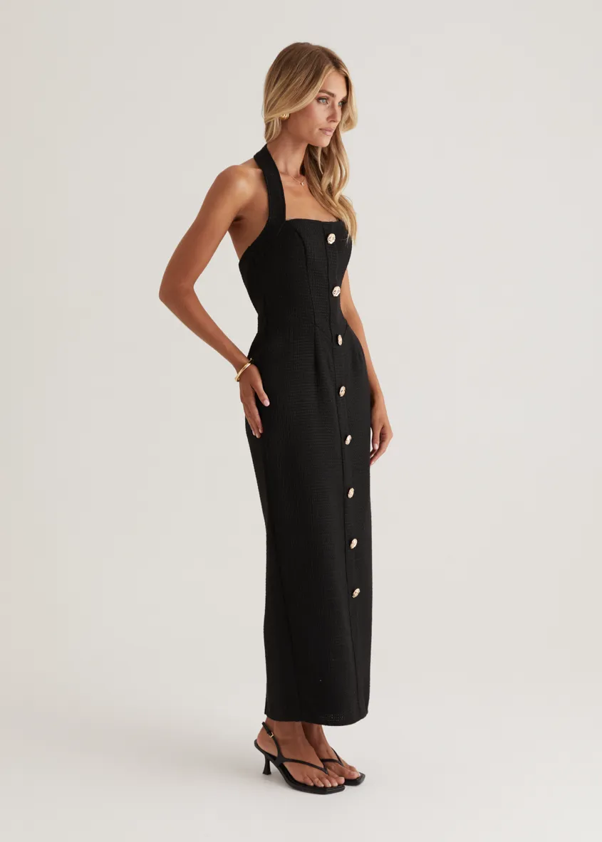 Marina Halter Midi Dress - Black