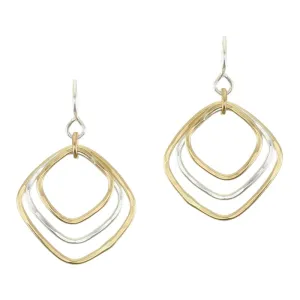Medium Triple Square Rings Wire Earrings