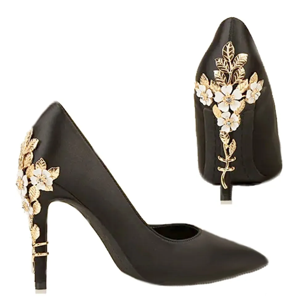 Metal Carved Heels Women Pumps Stiletto Shoes