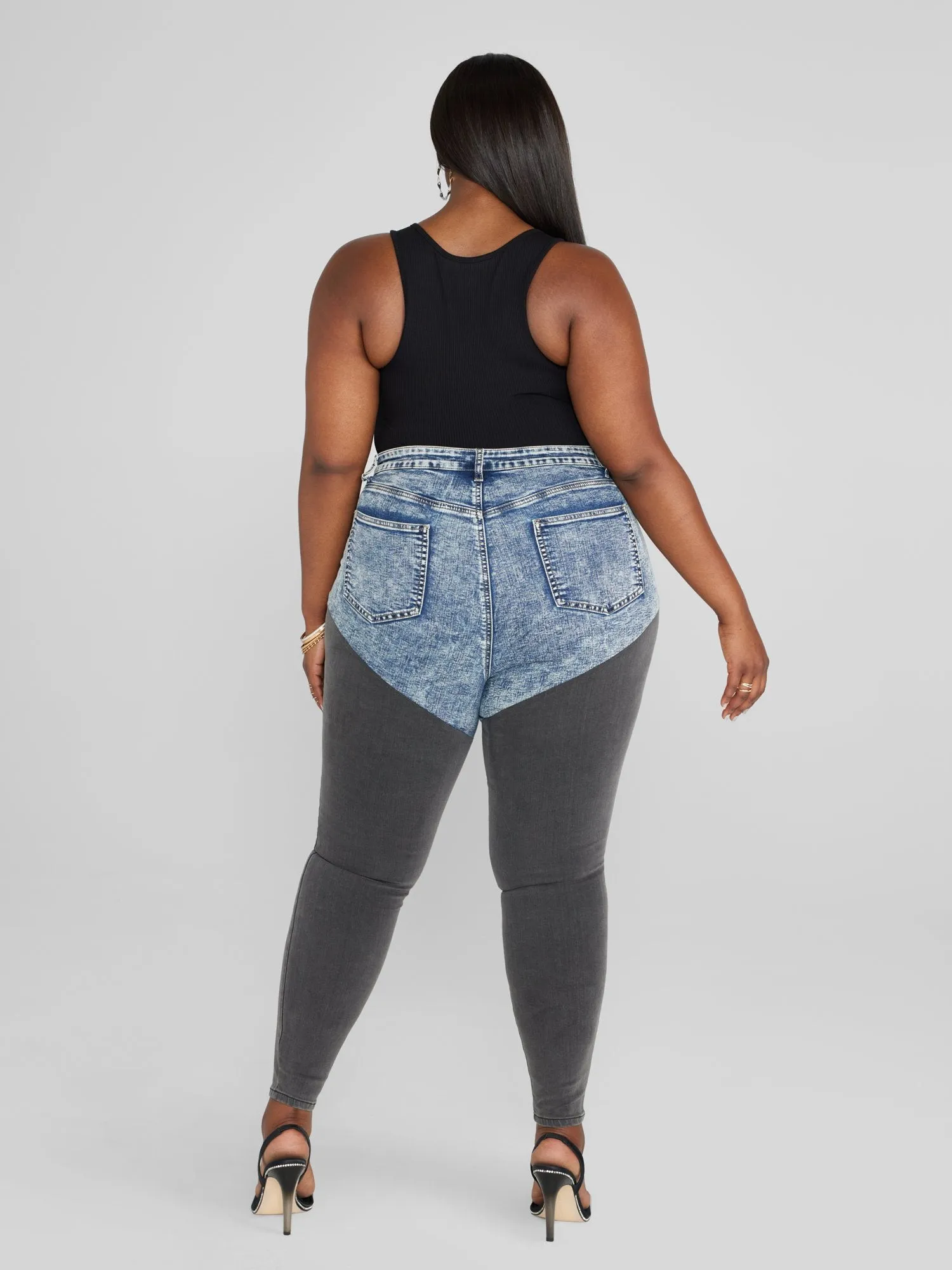 Mid Rise Colorblock Skinny Jeans