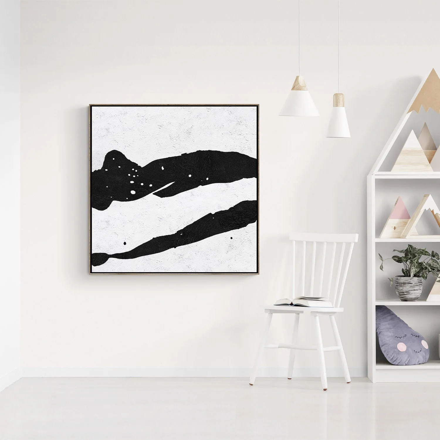 Minimal Black and White Painting MN88A