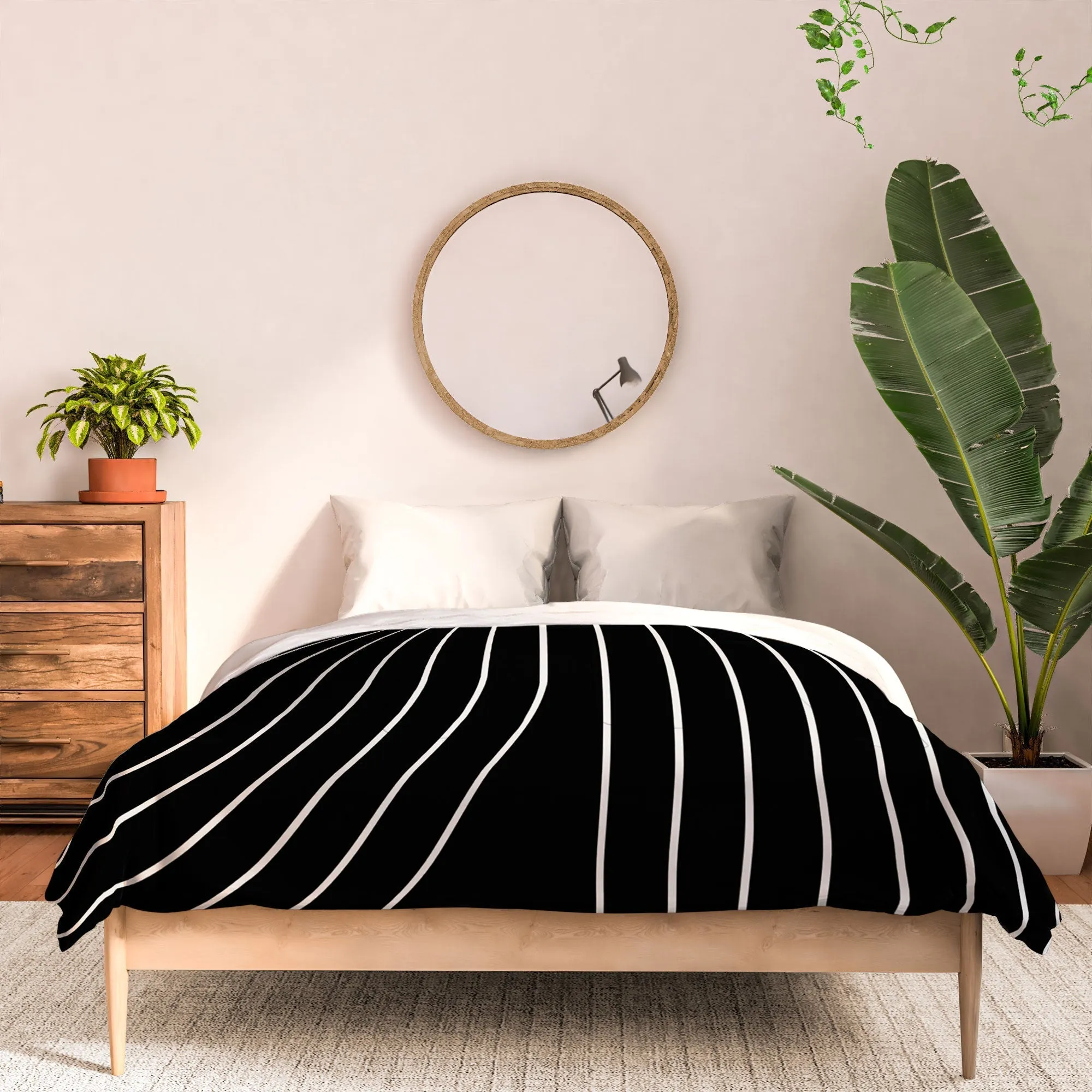 MINIMAL LINE CURVATURE BLACK DUVET / COMFORTER