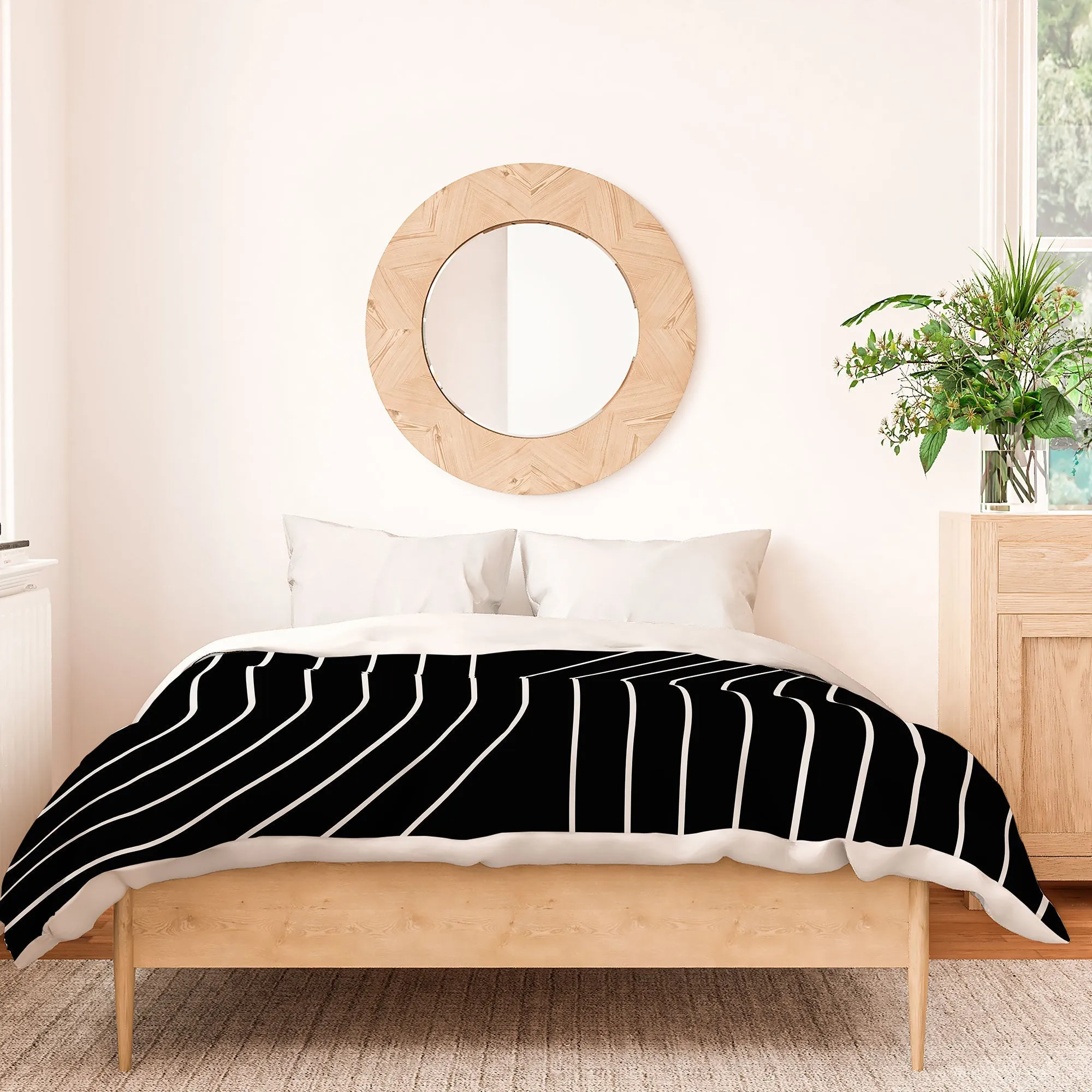 MINIMAL LINE CURVATURE BLACK DUVET / COMFORTER
