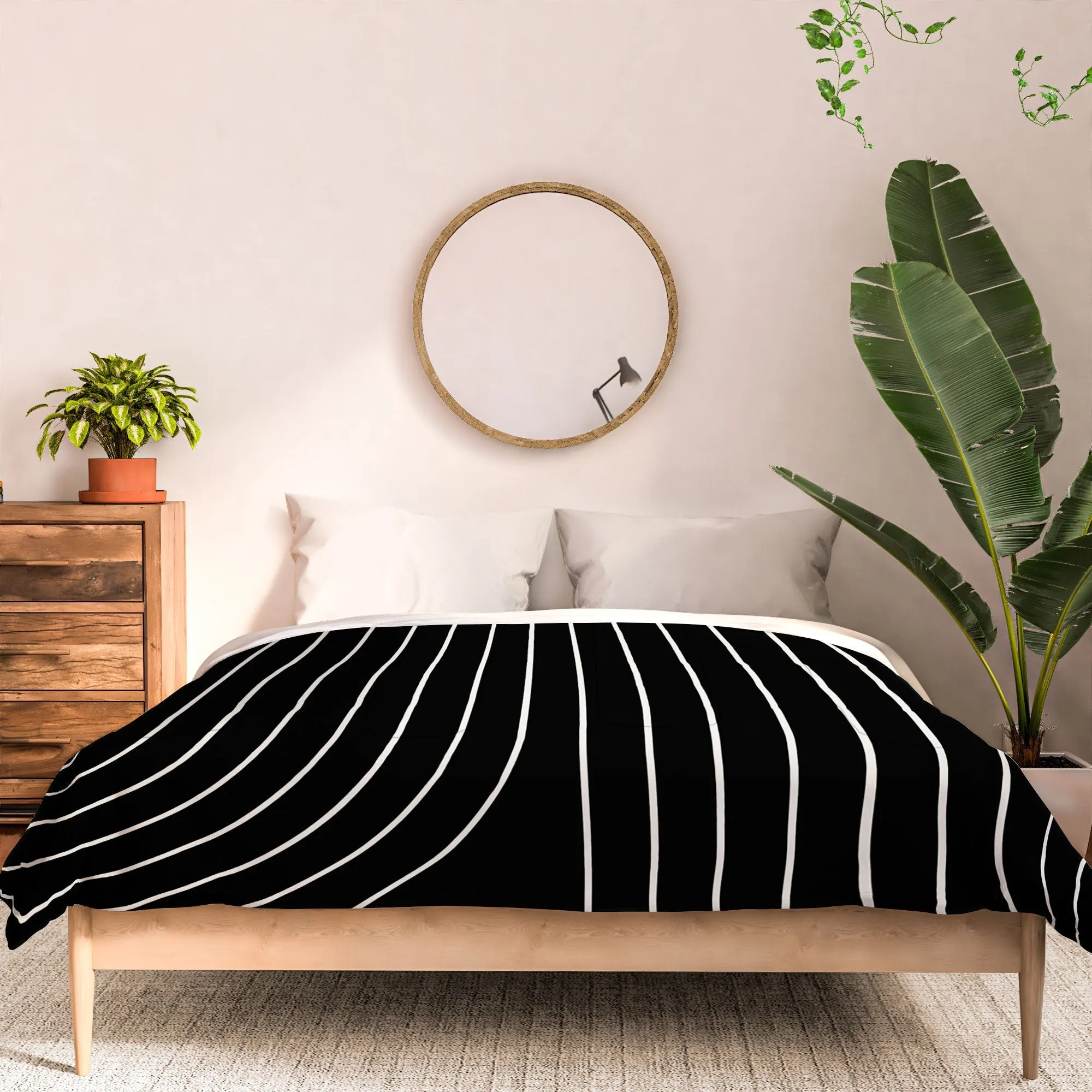 MINIMAL LINE CURVATURE BLACK DUVET / COMFORTER