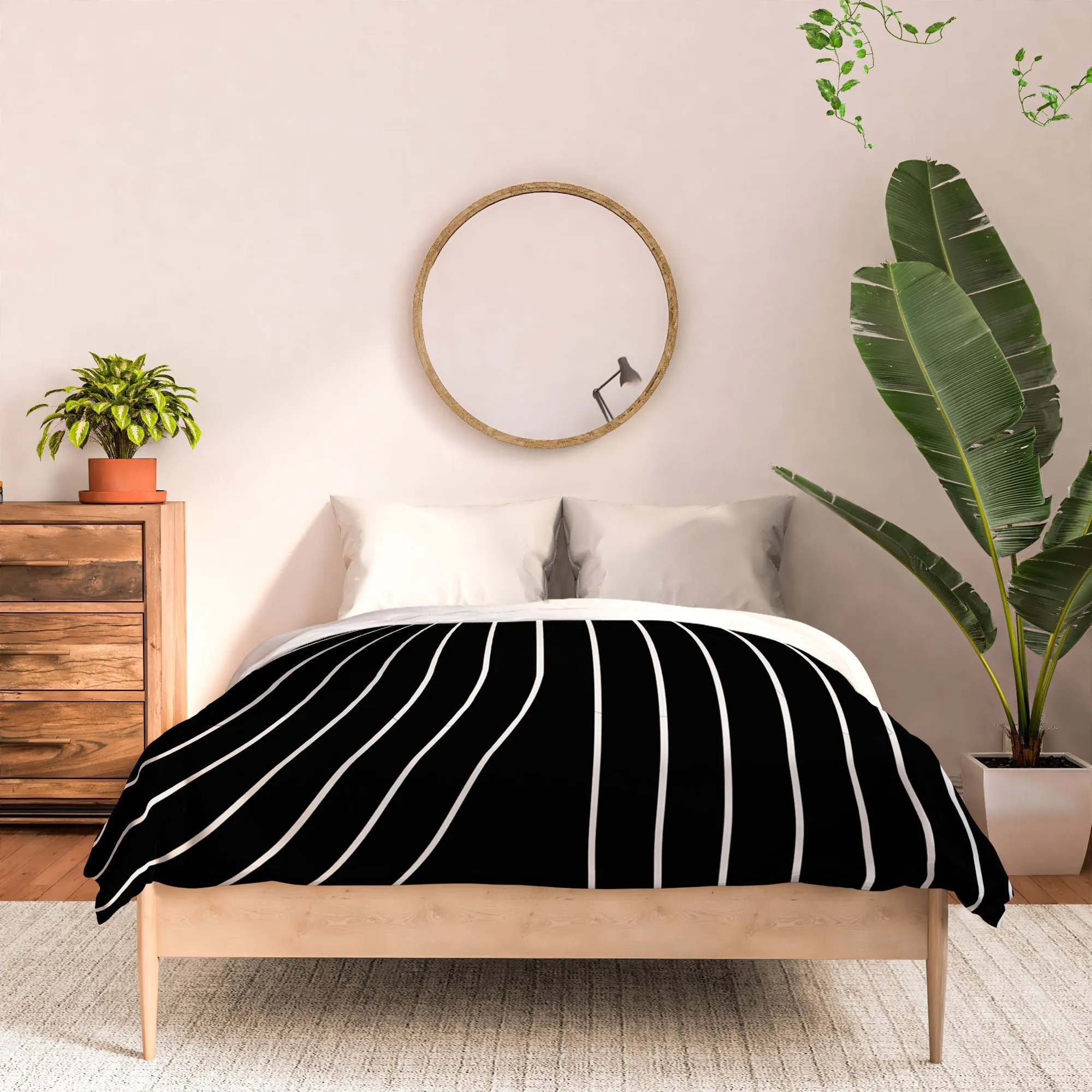 MINIMAL LINE CURVATURE BLACK DUVET / COMFORTER