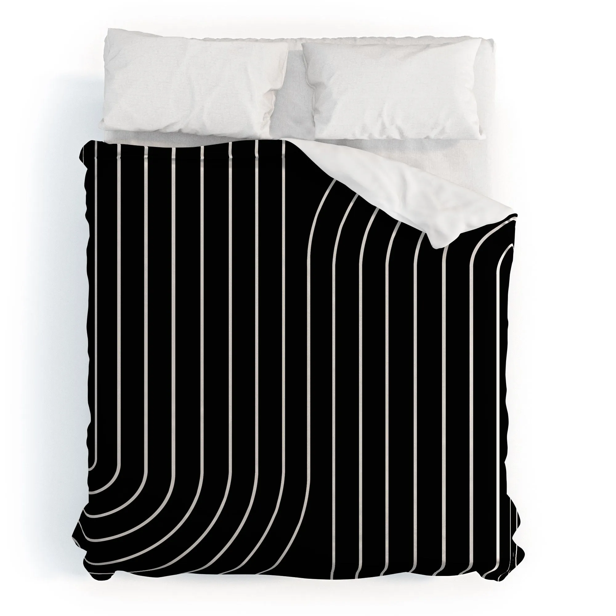 MINIMAL LINE CURVATURE BLACK DUVET / COMFORTER