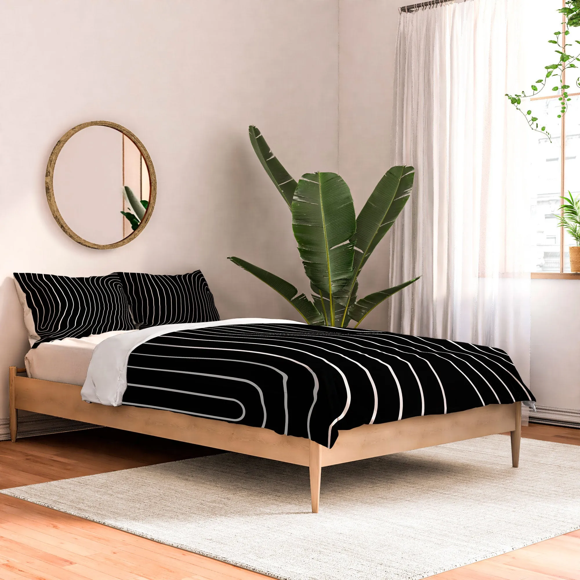 MINIMAL LINE CURVATURE BLACK DUVET / COMFORTER