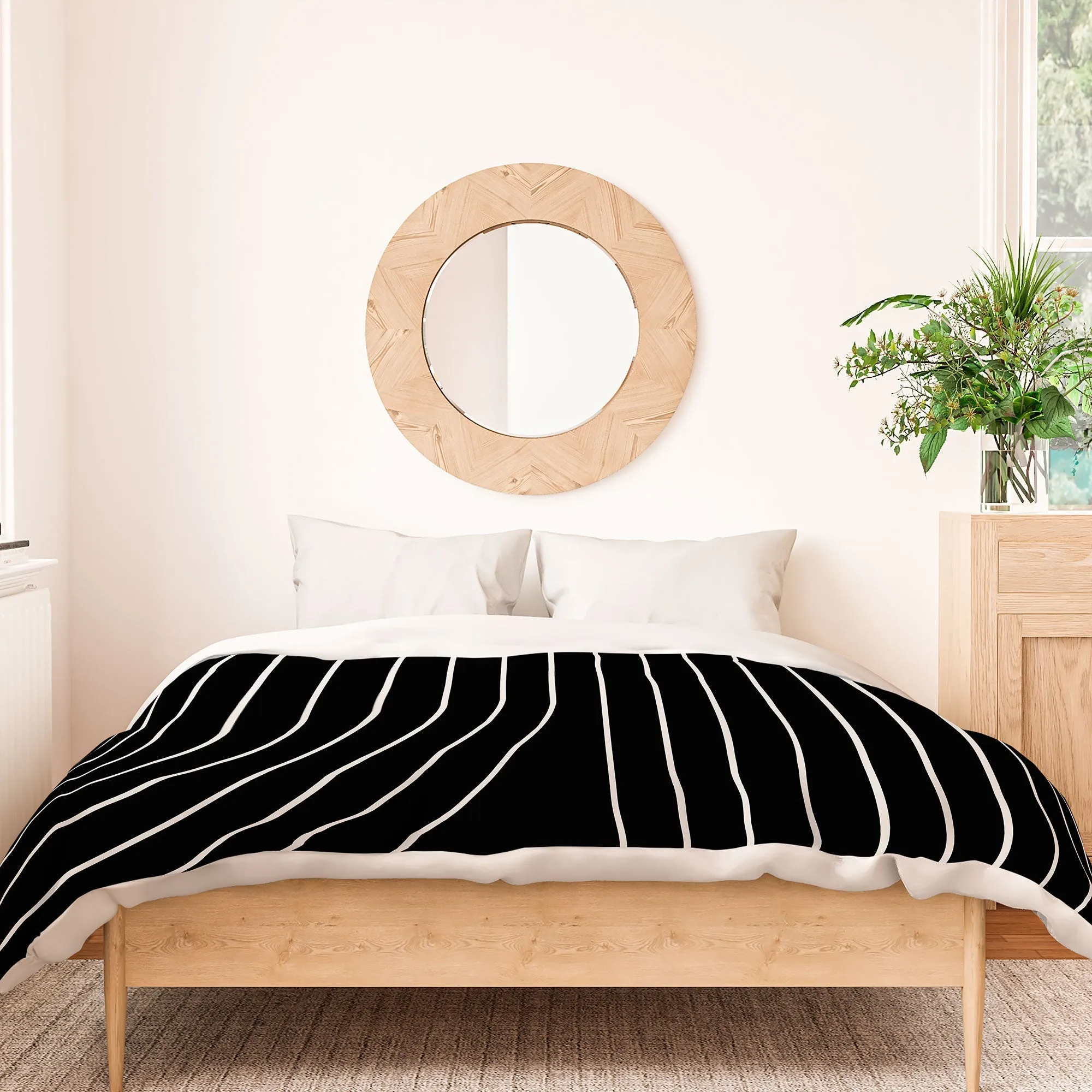 MINIMAL LINE CURVATURE BLACK DUVET / COMFORTER