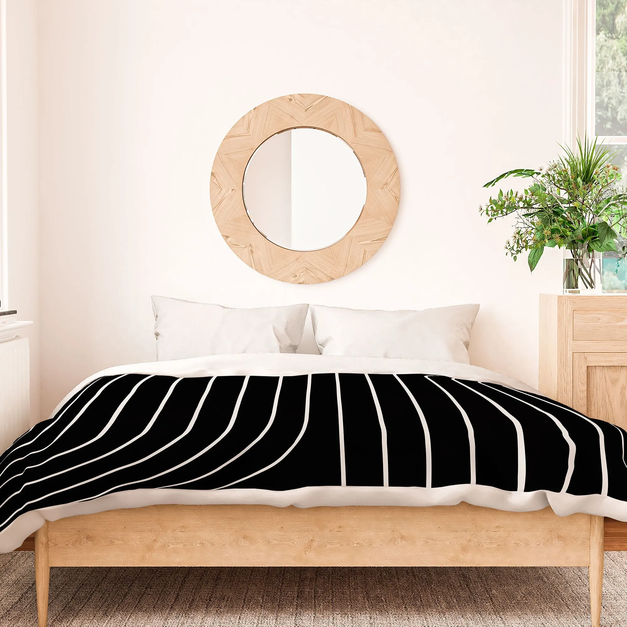 MINIMAL LINE CURVATURE BLACK DUVET / COMFORTER