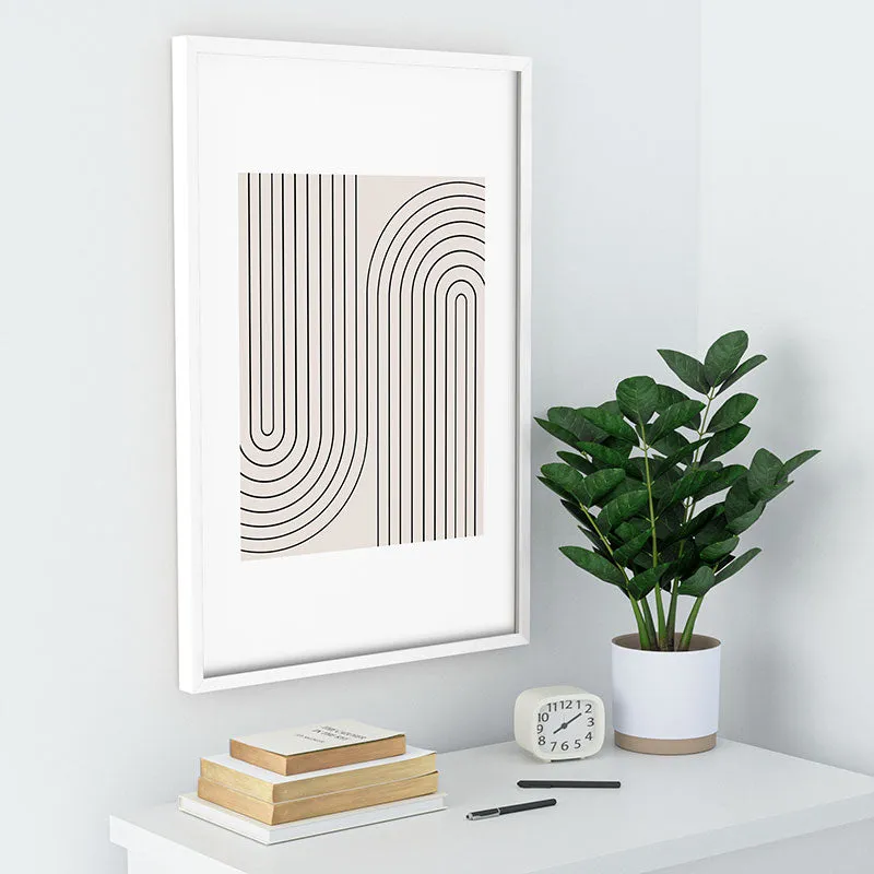 Minimal Line Curvature White Recessed Framing Rectangle