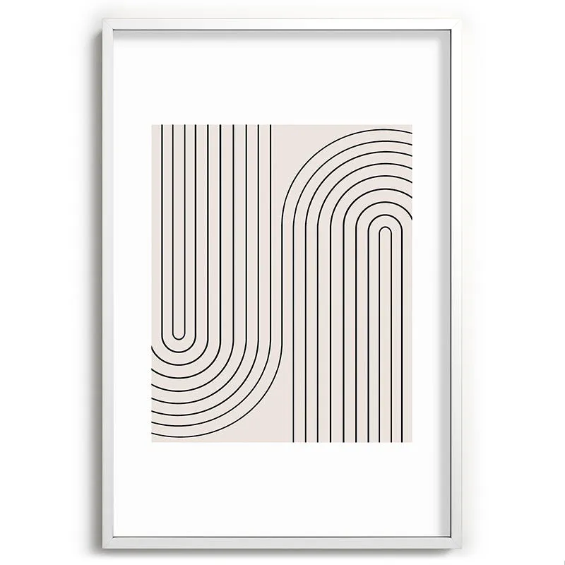 Minimal Line Curvature White Recessed Framing Rectangle
