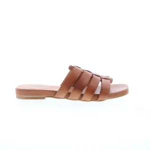 Miz Mooz Preppy Womens Brown Leather Slip On Slides Sandals Shoes