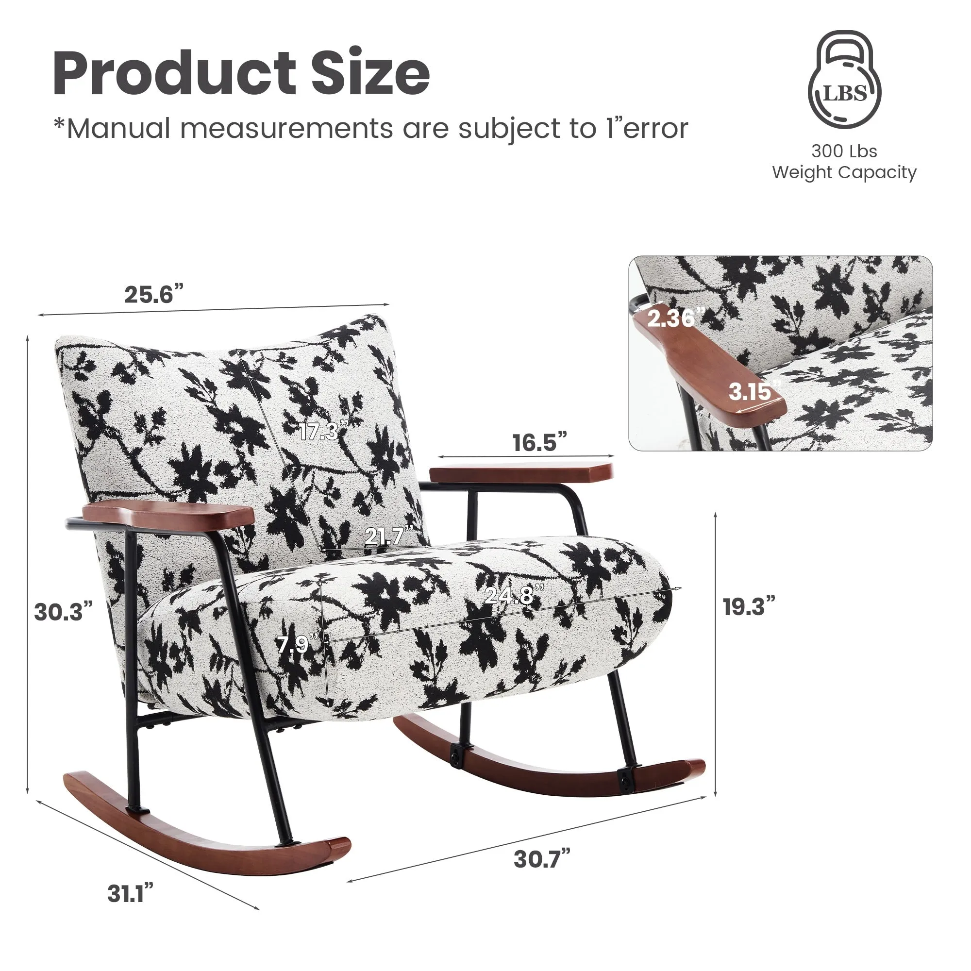 Modern Accent Chair Arm Chair Living Room Rocking Chair Metal Frame