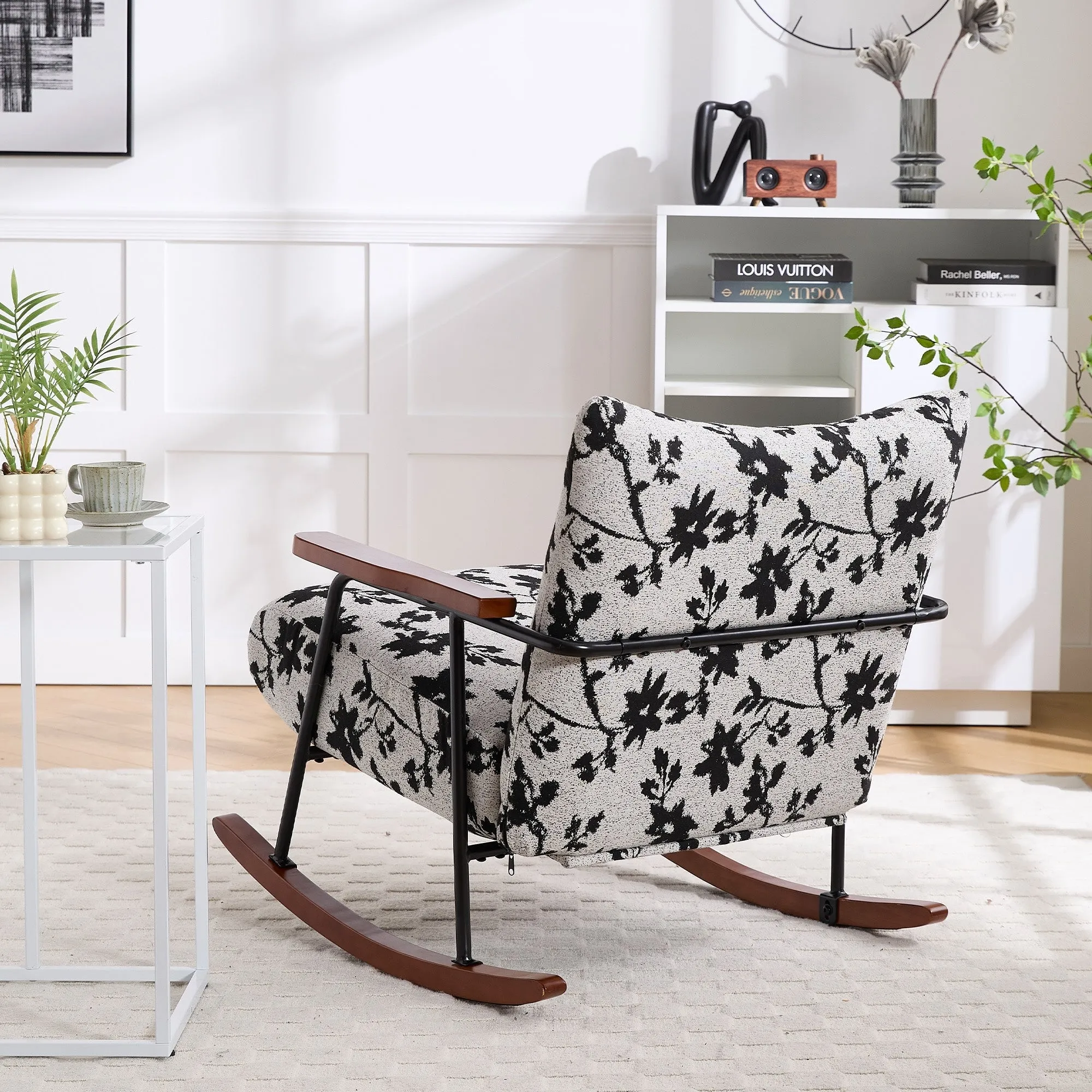 Modern Accent Chair Arm Chair Living Room Rocking Chair Metal Frame