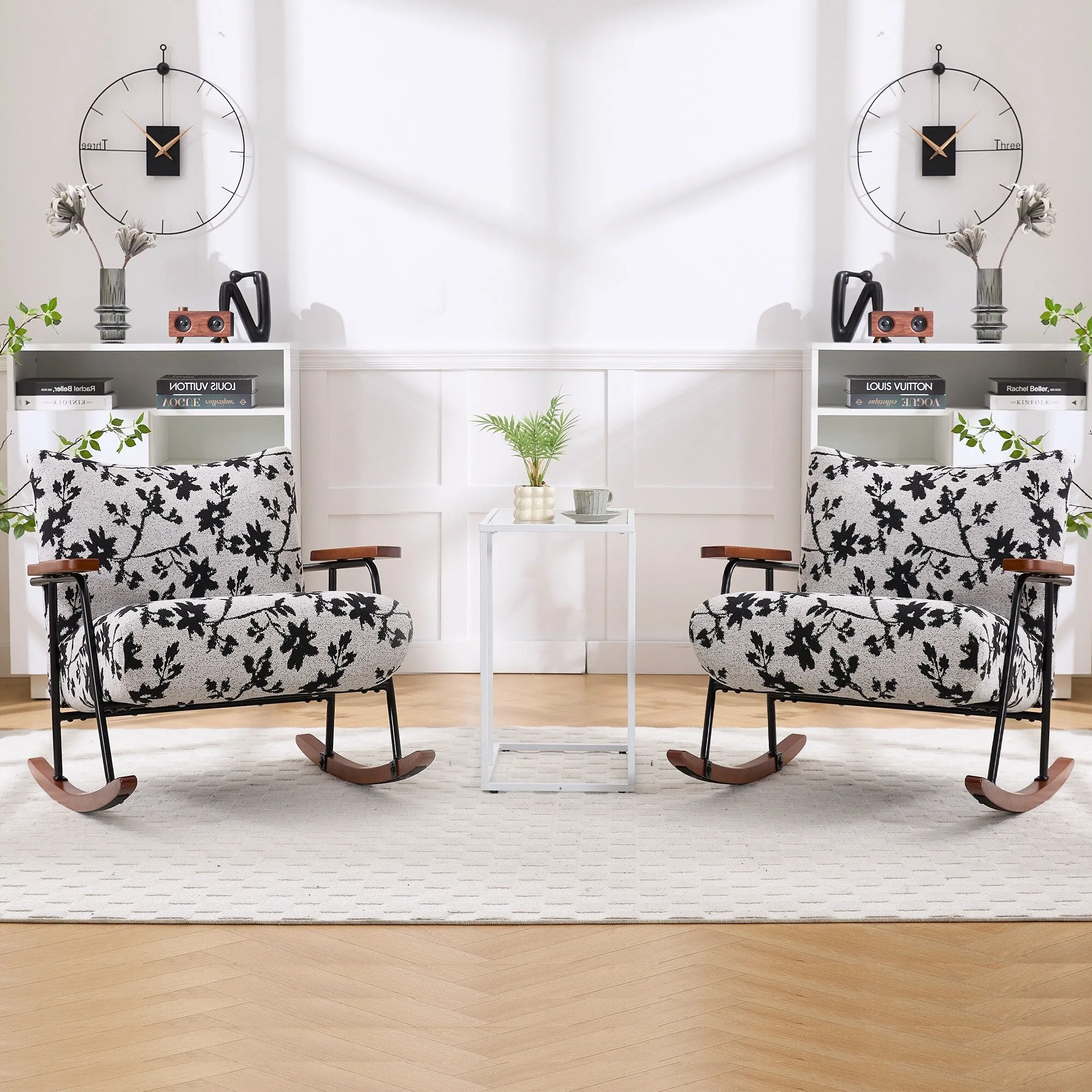 Modern Accent Chair Arm Chair Living Room Rocking Chair Metal Frame