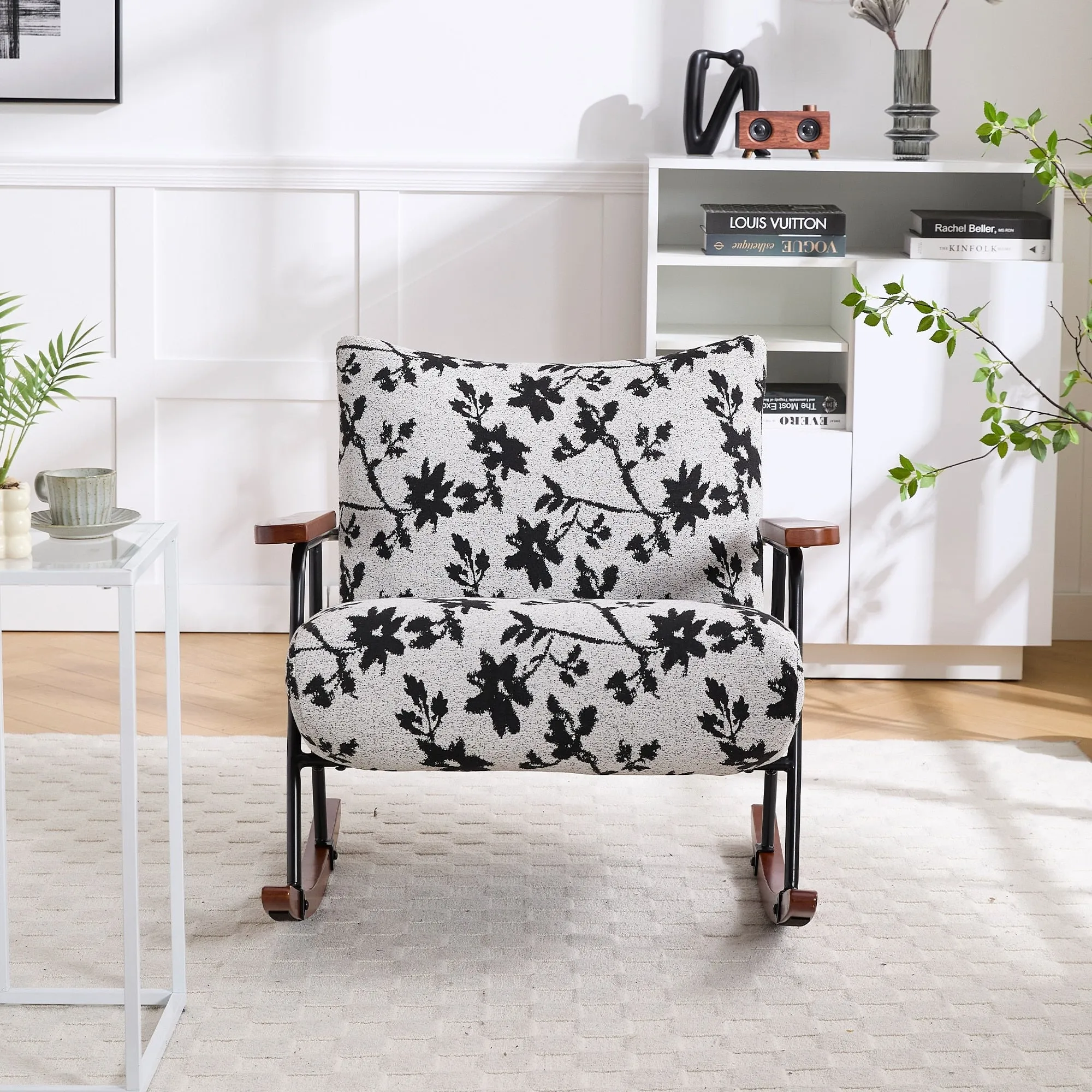 Modern Accent Chair Arm Chair Living Room Rocking Chair Metal Frame