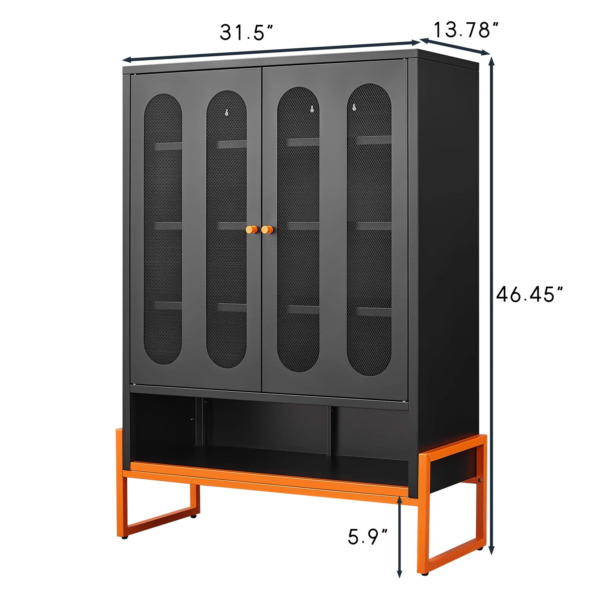 Modern Metal Shoe Cabinet with Adjustable Mesh Doors and High Foot