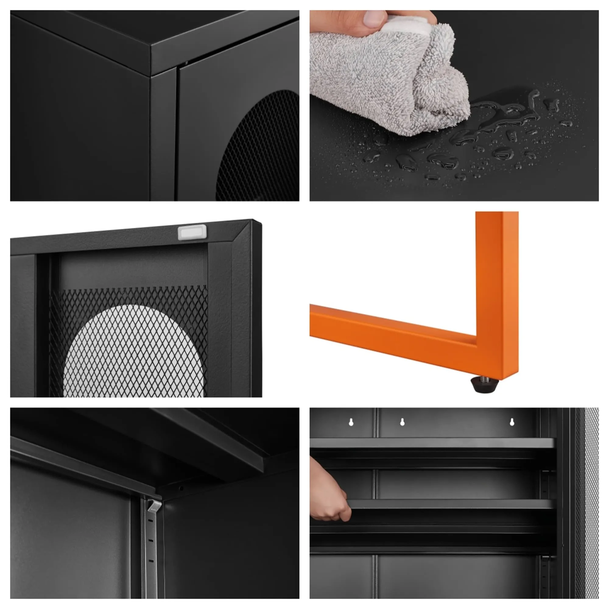 Modern Metal Shoe Cabinet with Adjustable Mesh Doors and High Foot