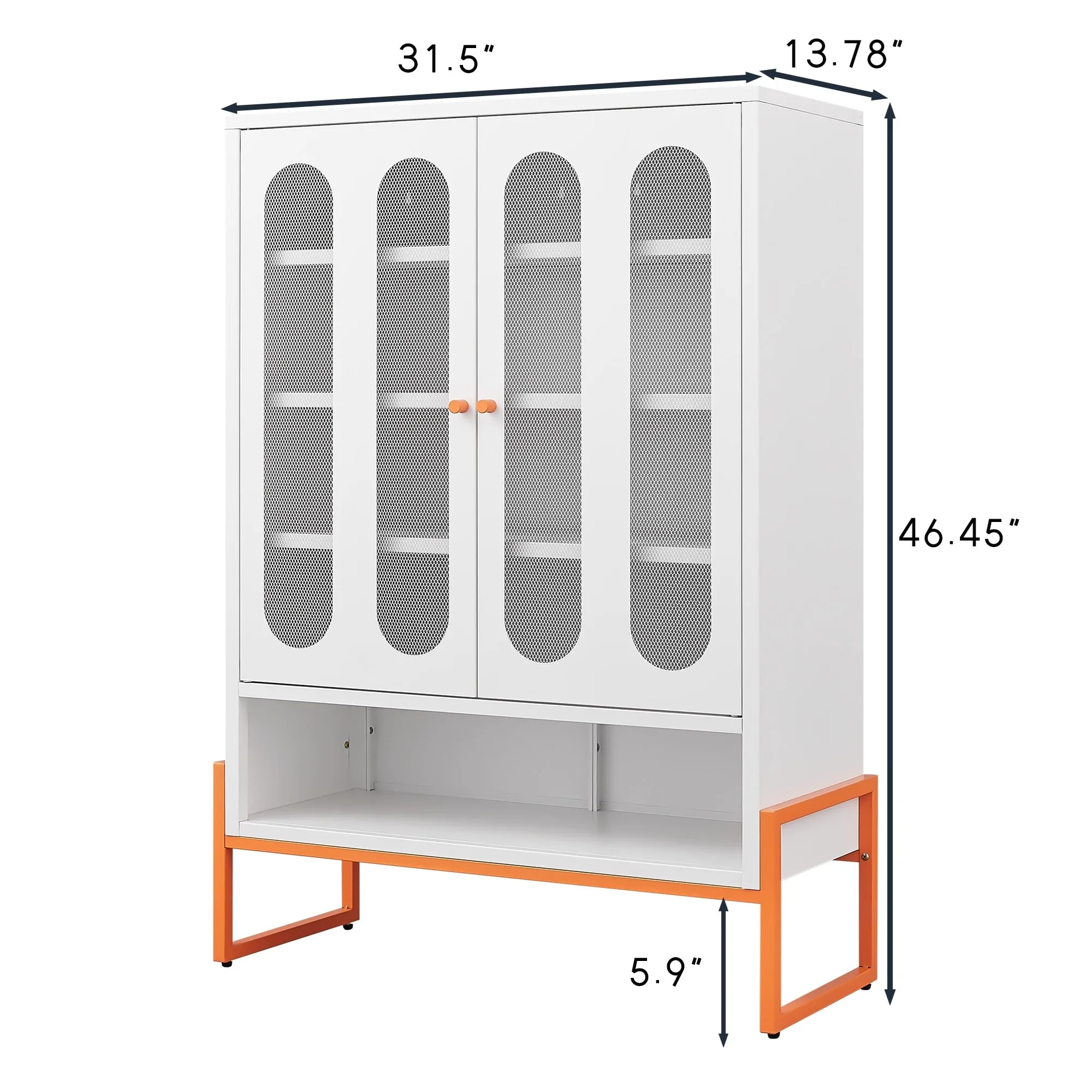 Modern Metal Shoe Cabinet with Adjustable Mesh Doors and High Foot