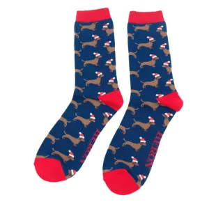Mr Heron  Sausage Dog Santa Navy